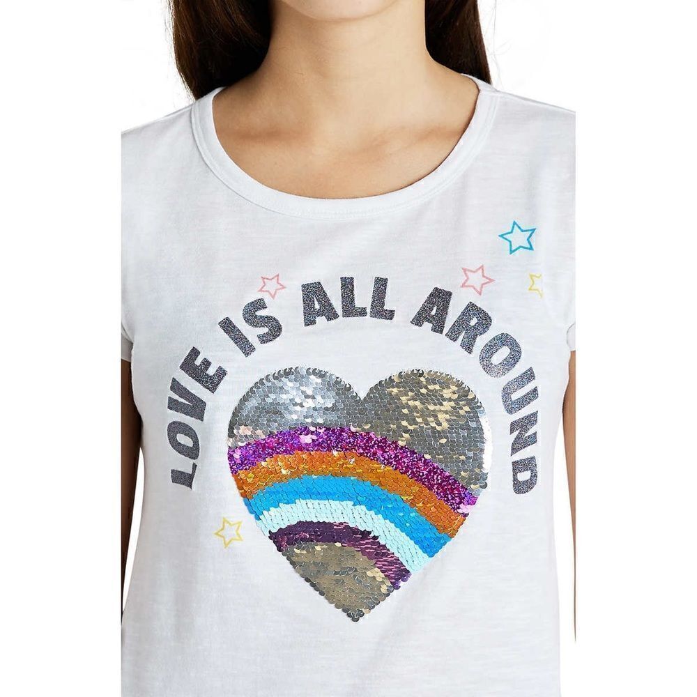 NEW! Vigoss Youth Girls 3-pack Tee Set, Hearts, Ruffles, Flip sequins - Picture 5 of 8
